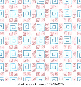 Seamless pattern colorful curlicues on white background