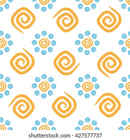 Seamless pattern colorful curlicues on white background