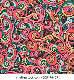 Seamless pattern with colorful curls