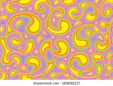 Seamless Pattern Of Colorful Curves Like Magatama