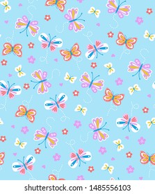 seamless pattern colorful cute butterfly