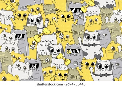 seamless pattern colorful cute cat backgound