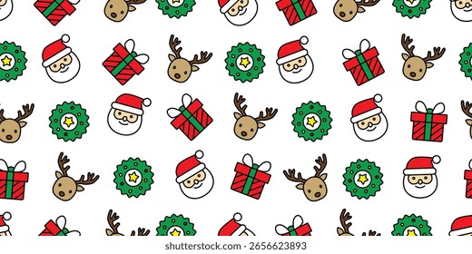 Patrón sin fisuras de diseño de fondo de iconos de Navidades coloridas y lindas