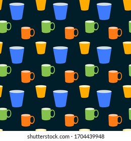 Patrón sin inconvenientes con las tazas coloridas. Plantilla para el diseño de tela, fondos, papel de envoltura, paquete.