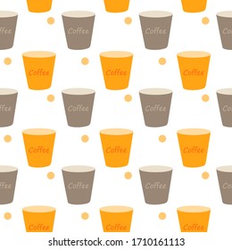 Seamless pattern with colorful cute cups.Template for design fabric, backgrounds, wrapping paper, package.