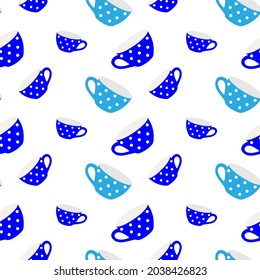 Seamless pattern with colorful cute cups.Template for design fabric, backgrounds, wrapping paper, package.