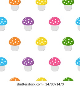 Seamless pattern with colorful cute mushrooms. Autumn background. Perfect for fabric,textile. Creative Vector background