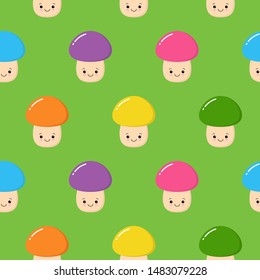 Seamless pattern with colorful cute mushrooms. Autumn background. Perfect for fabric,textile. Creative Vector background