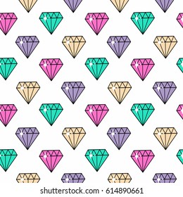 Seamless pattern with a colorful daimonds on a white background.  It can be used for packaging, wrapping paper, textile, phone case etc.