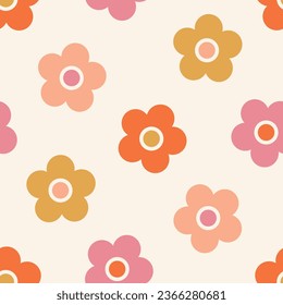 Seamless pattern with colorful daisy flowers