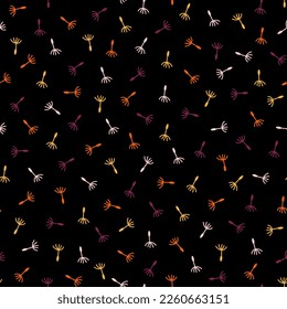 Seamless pattern with colorful dandelion and black background