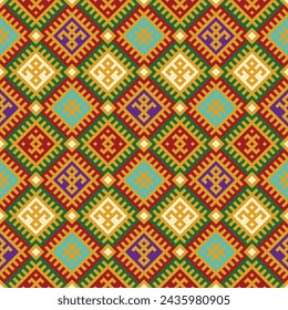 Seamless pattern of colorful diamonds and triangles. The geometric shapes creates for fabric  ,batik,vector,illustration,pattern,embroidery,retro,native american pattern,embroidery
