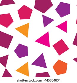 Seamless pattern with colorful different shapes on a white background