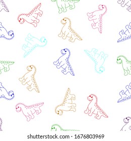 Seamless pattern with colorful dinosaur. Vector illustration.