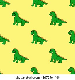 Seamless pattern with colorful dinosaur. Vector illustration.