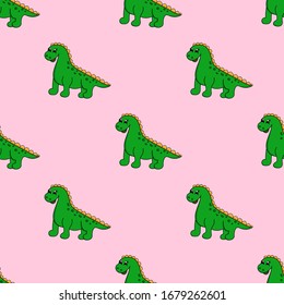 Seamless pattern with colorful dinosaur. Vector illustration.