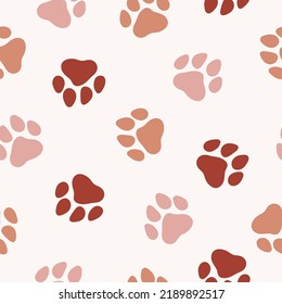 Seamless pattern with colorful dog paws