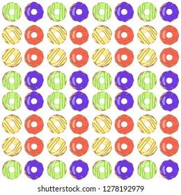seamless pattern of colorful donuts