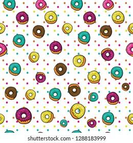 seamless pattern colorful donuts doughnuts vector illustration