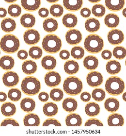 Seamless pattern with colorful donuts. Vector illustration.