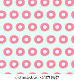 Seamless pattern with colorful donuts. Vector illustration.