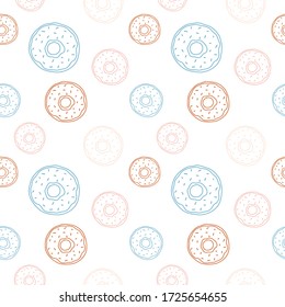 Seamless pattern of colorful donuts. Vector illustration on the theme of National Donut Day. June 5.