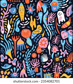 Seamless Pattern With Colorful Doodle