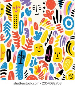 Seamless Pattern With Colorful Doodle