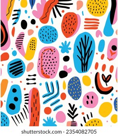 Seamless Pattern With Colorful Doodle