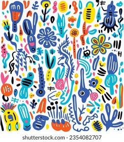 Seamless Pattern With Colorful Doodle