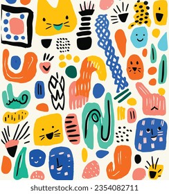 Seamless Pattern With Colorful Doodle