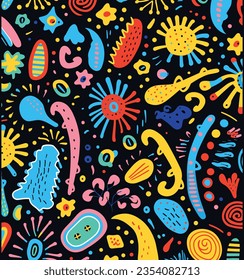 Seamless Pattern With Colorful Doodle