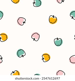 Modelo inconsútil con las manzanas coloridas del doodle