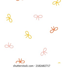 Seamless pattern with colorful  doodle bowties and white background.