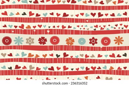 seamless pattern with  colorful doodle hearts 