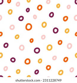 Seamless pattern with colorful doodle rings