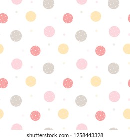 Seamless Pattern with Colorful Dot Design on White Background