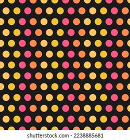 Seamless pattern with colorful dots with black background