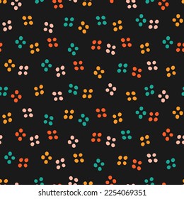 Seamless pattern with colorful dots and black background