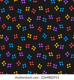 Seamless pattern with colorful dots and black background