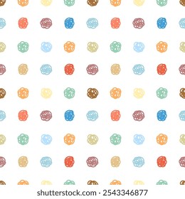 Seamless pattern with colorful dots - hand drawn vector illustration.