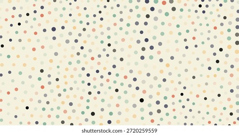 A seamless pattern of colorful dots on a light background