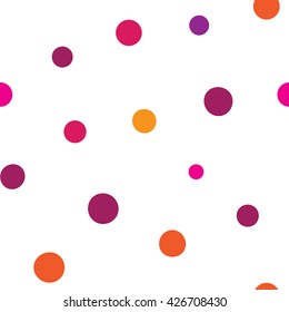 Seamless pattern with colorful dots on a white background. Vector repeating texture.