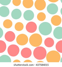Seamless pattern with colorful dots on a white background