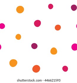 Seamless pattern with colorful dots on a white background. Vector repeating texture.