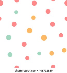Seamless pattern with colorful dots on a white background