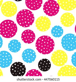 Seamless pattern with colorful dots on a white background. Vector repeating texture.