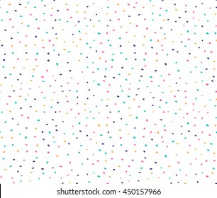 Seamless pattern with colorful  dots on the white background.Vector simple grunge background. Ink fabric design.