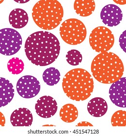 Seamless pattern with colorful dots on a white background
