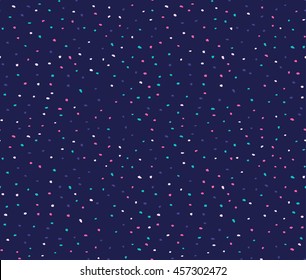 Seamless pattern with colorful dots on the dark blue background.Vector simple grunge background. Ink fabric design.